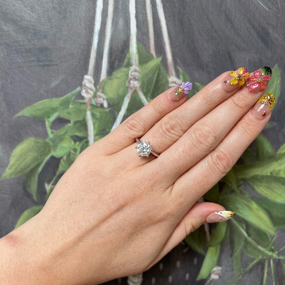 925 Sterling Silver and Moissanite Engagement Ring